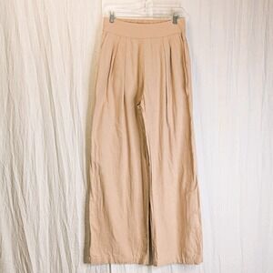 Abercrombie & Fitch Linen Blend Ultra Wide Leg Pants Brown Beige Tan Small